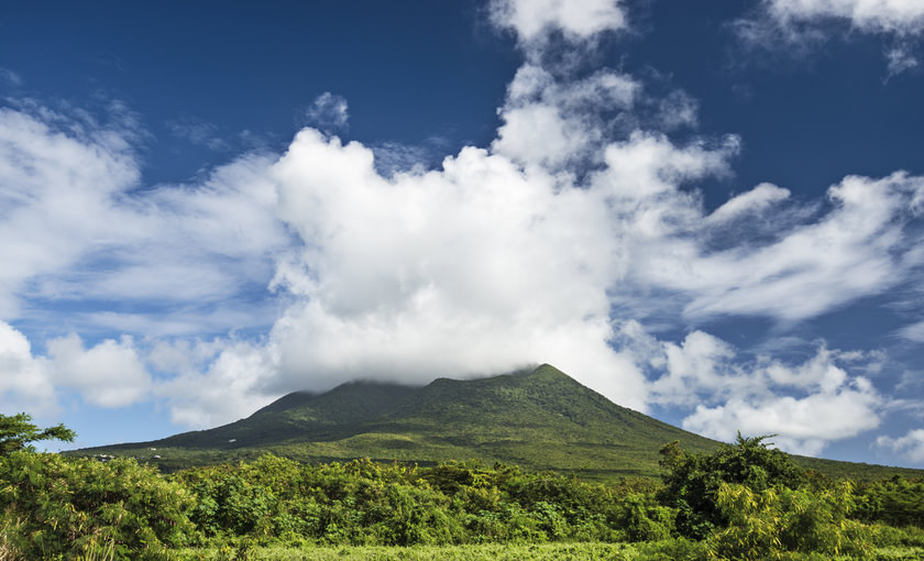 Een vulkaan op St. Kitts