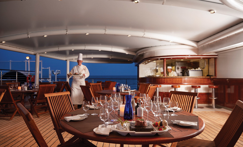 Restaurant op het dek van Silversea Explorers